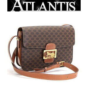 Celine Macadam Horse Carriage Shoulder Bag Brown Leather